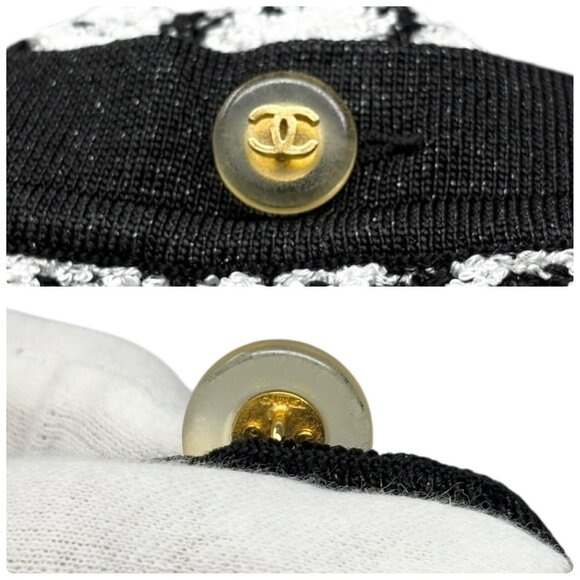 CHANEL Vintage 97P CC Logo Button Tweed Cardigan Sweater Top Black [106395] - Picture 11 of 12